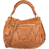 Miu Miu Brown Matelasse Leather Coffer City Handbag