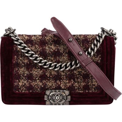 Chanel Velvet & Boucle Tweed Medium Boy Crossbody Bag