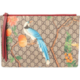 Gucci Monogram GG Supreme Floral Birds Canvas Tian Clutch