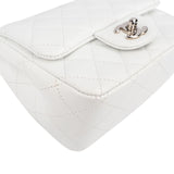 Chanel Quilted Caviar Leather Palladium Mini Square Single Flap Crossbody Bag