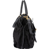 Prada Black Tessuto Gaufre Drawstring Tote Handbag