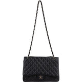 Chanel Quilted Caviar Leather Palladium Maxi Single Flap Crossbody Bag