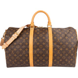 Louis Vuitton Monogram Canvas Keepall 50 Bandoulière Travel Bag