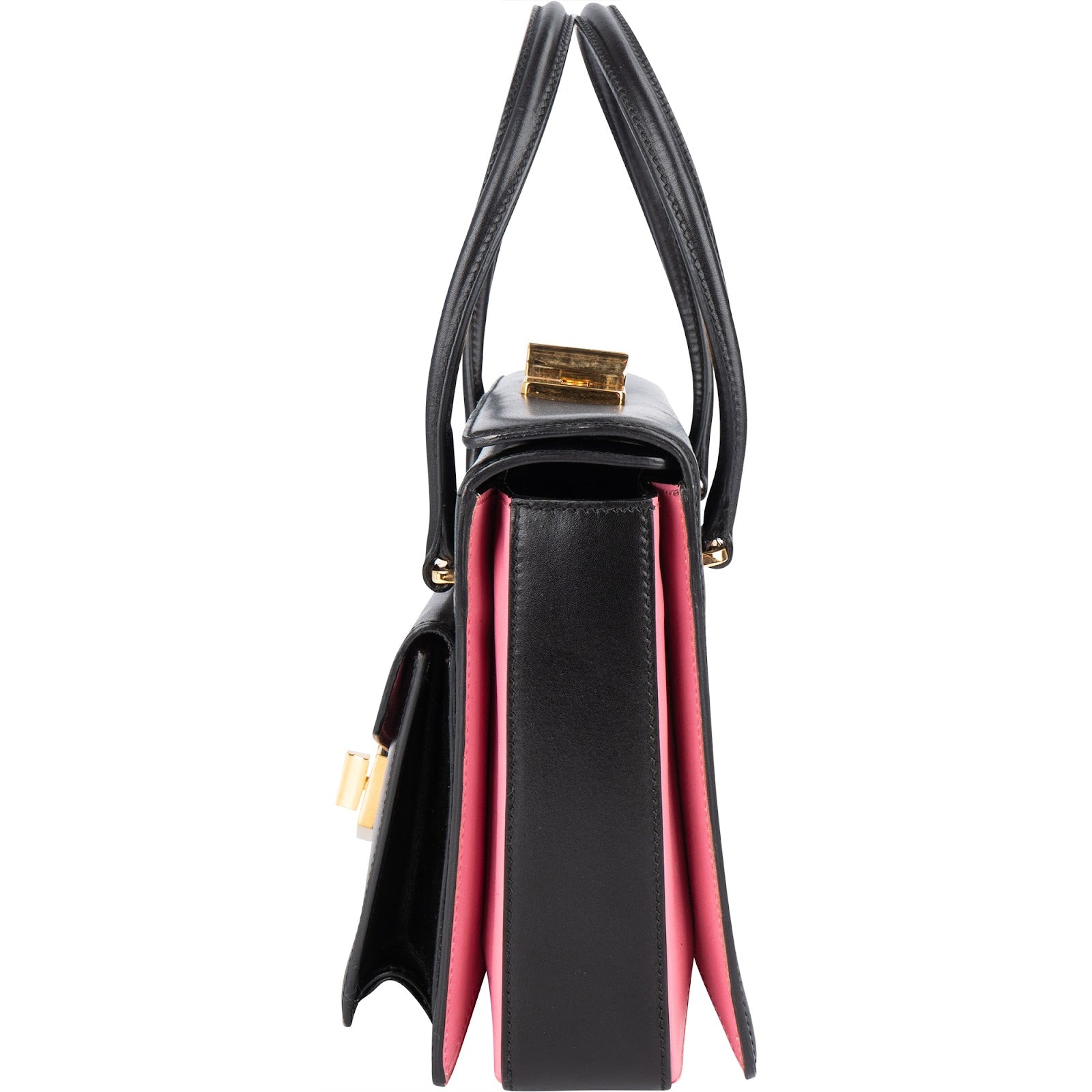 Prada Calfskin Leather Double Turnlock Handbag - vintageandkickz