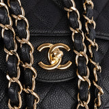 Chanel Quilted Caviar Leather Palladium Jumbo Double Flap Crossbody Bag