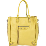 Balenciaga Leather Paper Look Side Zip Tote Handbag