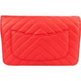 Chanel Chevron Caviar Leather Wallet On Chain Crossbody Bag - vintageandkickz