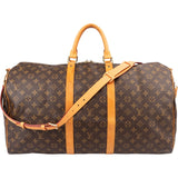 Louis Vuitton Monogram Canvas Keepall 55 Bandoulière Travel Bag