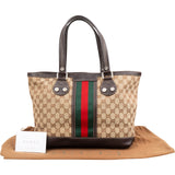 Gucci Monogram GG Canvas Web Detail Tote Shoulder Bag