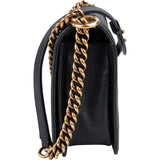 Chanel Quilted Navy Caviar Leather Large Boy Single Flap Crossbody Bag