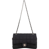 Chanel Quilted Nylon Chocolate Bar Single Flap Shoulder Bag