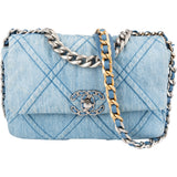 Chanel 19 Quilted Denim Single Flap Crossbody Bag