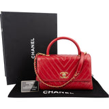Chanel Quilted Calfskin Chevron Coco Handle Single Flap Handbag