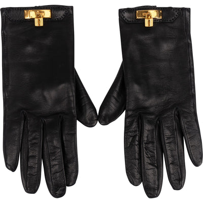 [🔄️B08 / F40] Hermès Black Leather Kelly Gloves - vintageandkickz