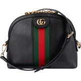 Gucci Black Leather Ophidia GG Small Web Bowling Crossbody Bag