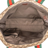 Gucci Monogram GG Canvas Web Stripe Tote Shoulder Bag
