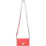 Valentino Garavani Pink Leather Rockstud Wallet On Chain Crossbody Bag