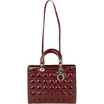 Christian Dior Quilted Patent Leather Lady Dior Handbag - vintageandkickz