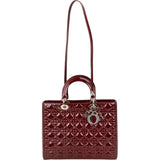 Christian Dior Quilted Patent Leather Lady Dior Handbag - vintageandkickz