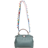Fendi Petrol Leather Peekaboo Mini Handbag
