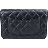 Chanel Dark Blue Quilted Caviar Leather Wallet On Chain Crossbody Bag