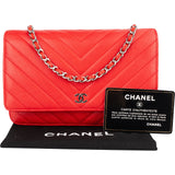 Chanel Chevron Caviar Leather Wallet On Chain Crossbody Bag - vintageandkickz