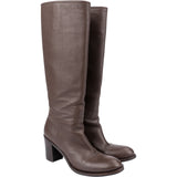 Prada Brown Pebbled Leather Knee-High Boots (38)
