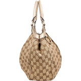 Gucci Monogram GG Canvas Metallic Leather Sukey Handbag