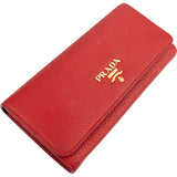 Prada Red Pebbled Leather Continental Wallet