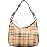 Burberry Haymarket Check Coated Canvas Bridle Hobo Shoulder Bag