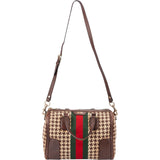 Gucci Houndstooth Web Boston Bag 30 Handbag