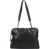 Chanel Caviar Leather CC Maxi Shopping Tote Shoulder Bag
