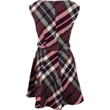 Burberry Blue Label Bordeaux Checked Wool Plaid Belted Top Dress (38)