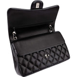 Chanel Quilted Lambskin Palladium Jumbo Double Flap Crossbody Bag