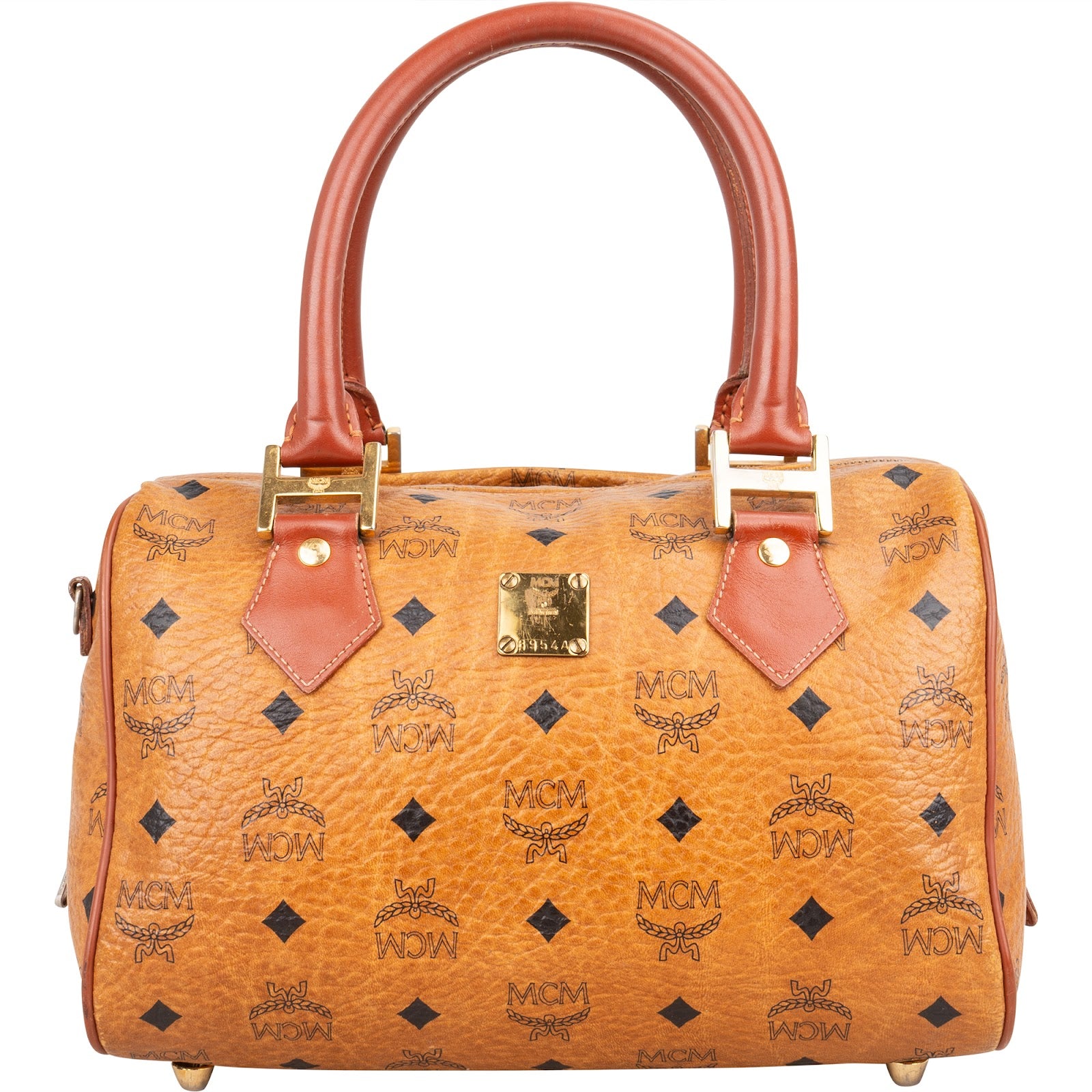 MCM Monogram Visetos Boston Handbag - vintageandkickz