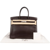 Hermès Brun Boxcalf Leather Palladium Birkin 35 Handbag