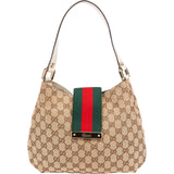 Gucci Monogram GG Canvas Web Hobo Shoulder Bag