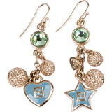 Fendi Gold Tone Mismatched Star & Heart Charm Crystal Dangle Earrings