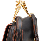Miu Miu Black Calfskin Chain Handle Shoulder Handbag