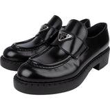 Prada Black Brushed Patent Leather Loafers (37)