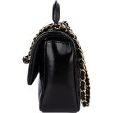 Chanel Quilted Patent Calfskin Coco Handle Single Flap Crossbody Bag