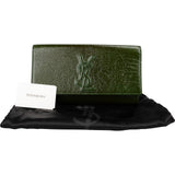 Yves Saint Laurent Green Crinkled Patent Leather Cassandre Clutch