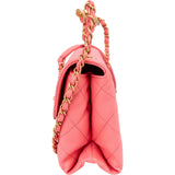 Chanel Pink Leather Quilted Lambskin Top Handle Single Flap Crossbody Bag