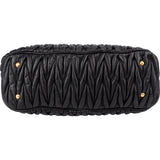Miu Miu Black Matelassé Nappa Leather Top-Handle Handbag