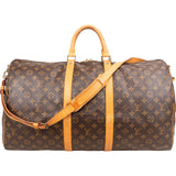 Louis Vuitton Monogram Canvas Keepall 55 Bandoulière Travel Bag