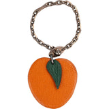 Hermès 925 Sterling Silver Leather Fruit Apricot Keychain Bag Charm