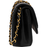 Chanel Quilted Lambskin Half Moon 24K Gold Double Flap Shoulder Bag