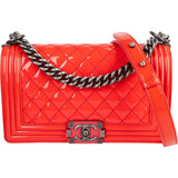 Chanel Quilted Patent Leather Boy Single Flap Crossbody Bag