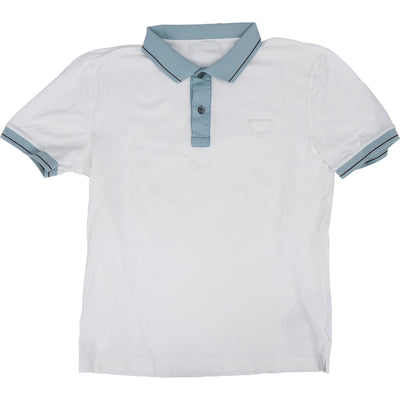 Prada Classic White Bicolor Polo Shirt (M)