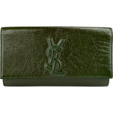 Yves Saint Laurent Green Crinkled Patent Leather Cassandre Clutch